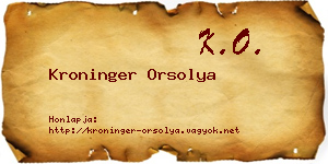 Kroninger Orsolya névjegykártya